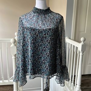 Sheer Bell Sleeve Floral Top